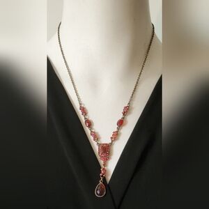 Vintage Avon Elegant Ruby Cz Pendant Necklace